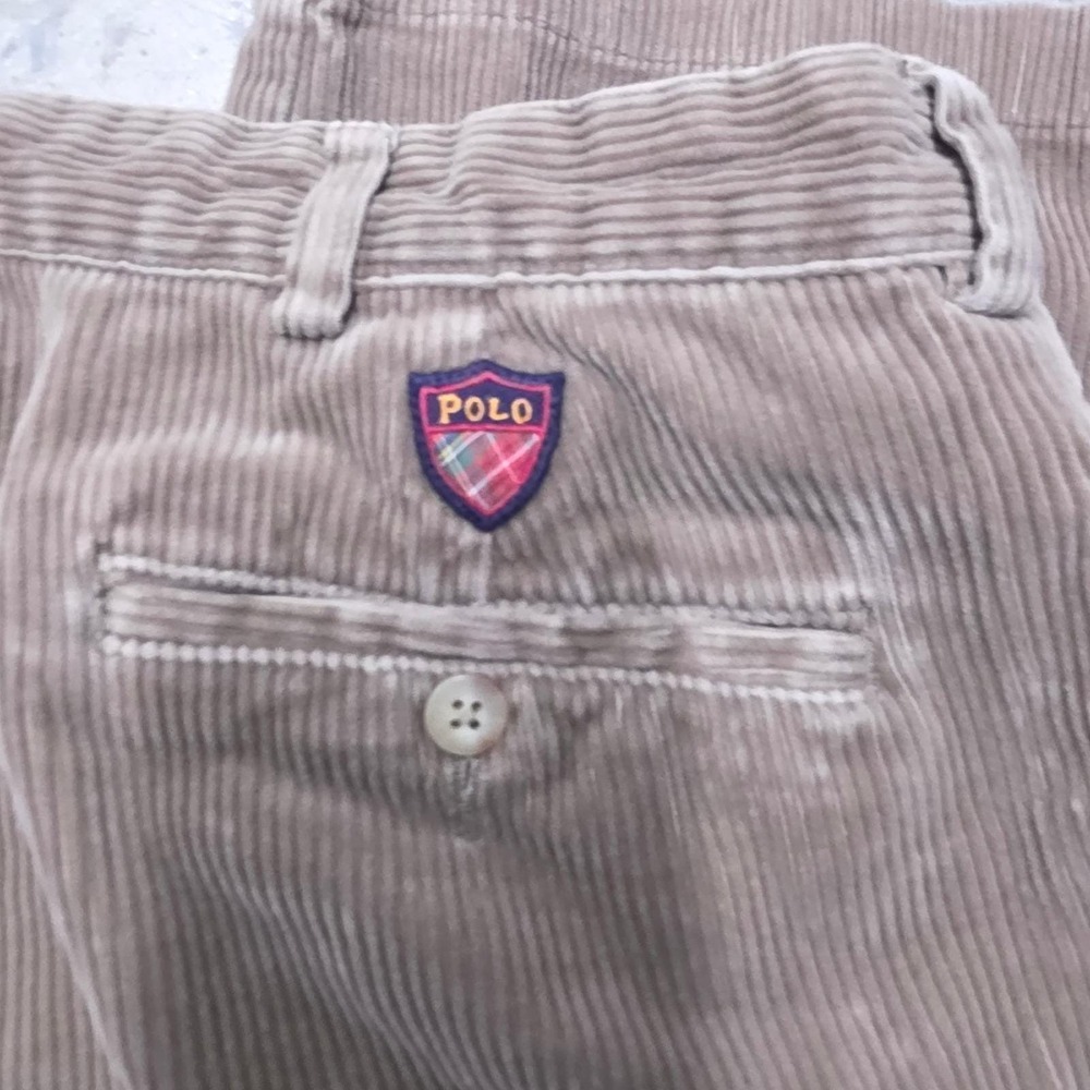 Vtg Polo Golf Mens Khaki Corduroy Pleated Relaxed Fit Pants Size 38x30